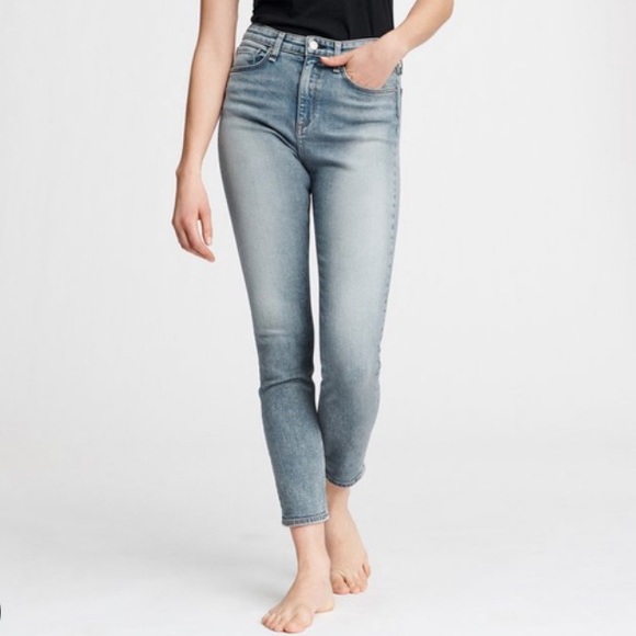rag & bone Denim - Rag & Bone Nina high rise ankle skinny jeans in color / wash Stella with raw hem